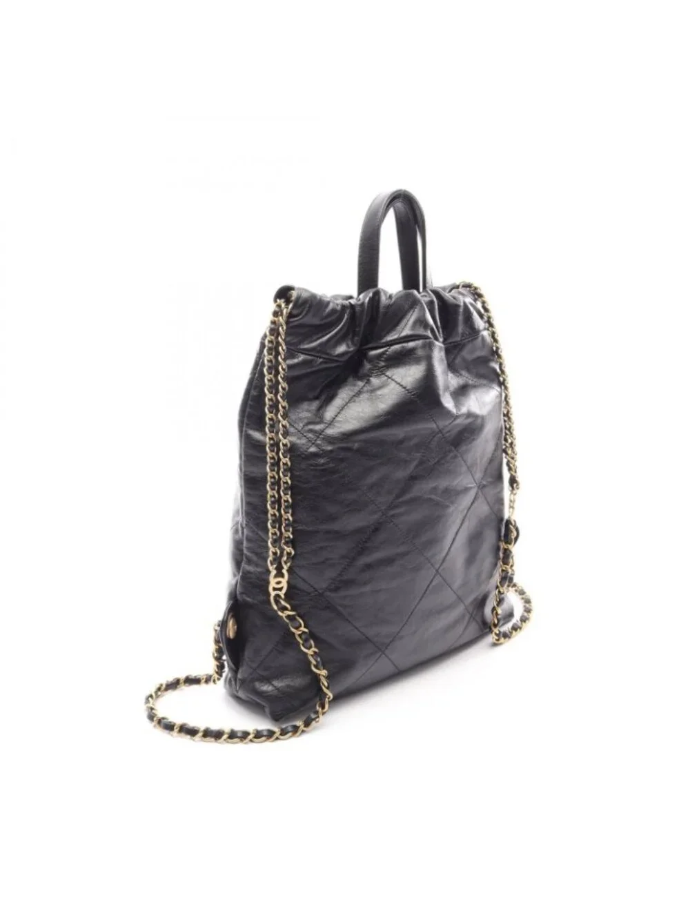 Chanel Backpack 22 Small Black Leather 22 Quilted Chain